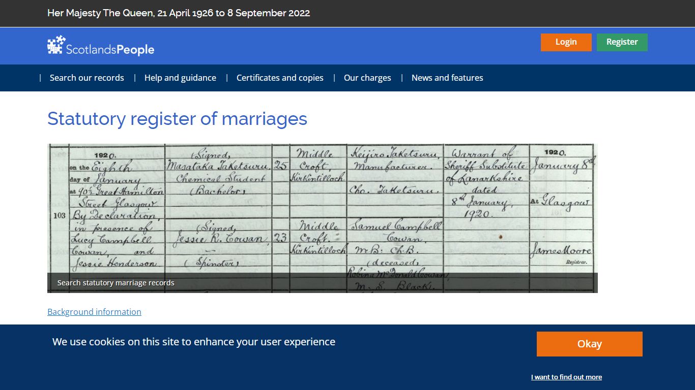 Statutory register of marriages | ScotlandsPeople