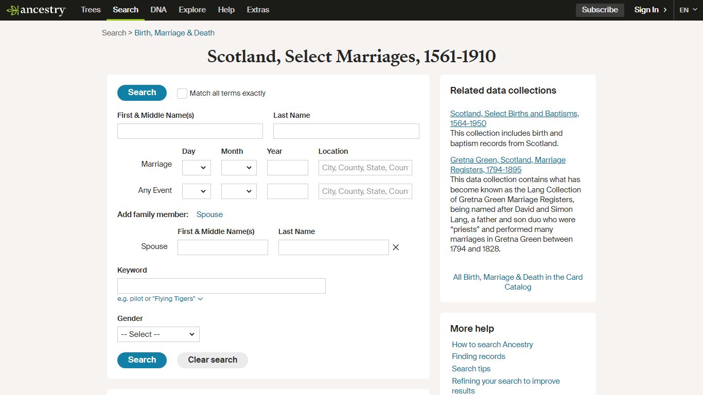 Scotland, Select Marriages, 1561-1910 - Ancestry.com