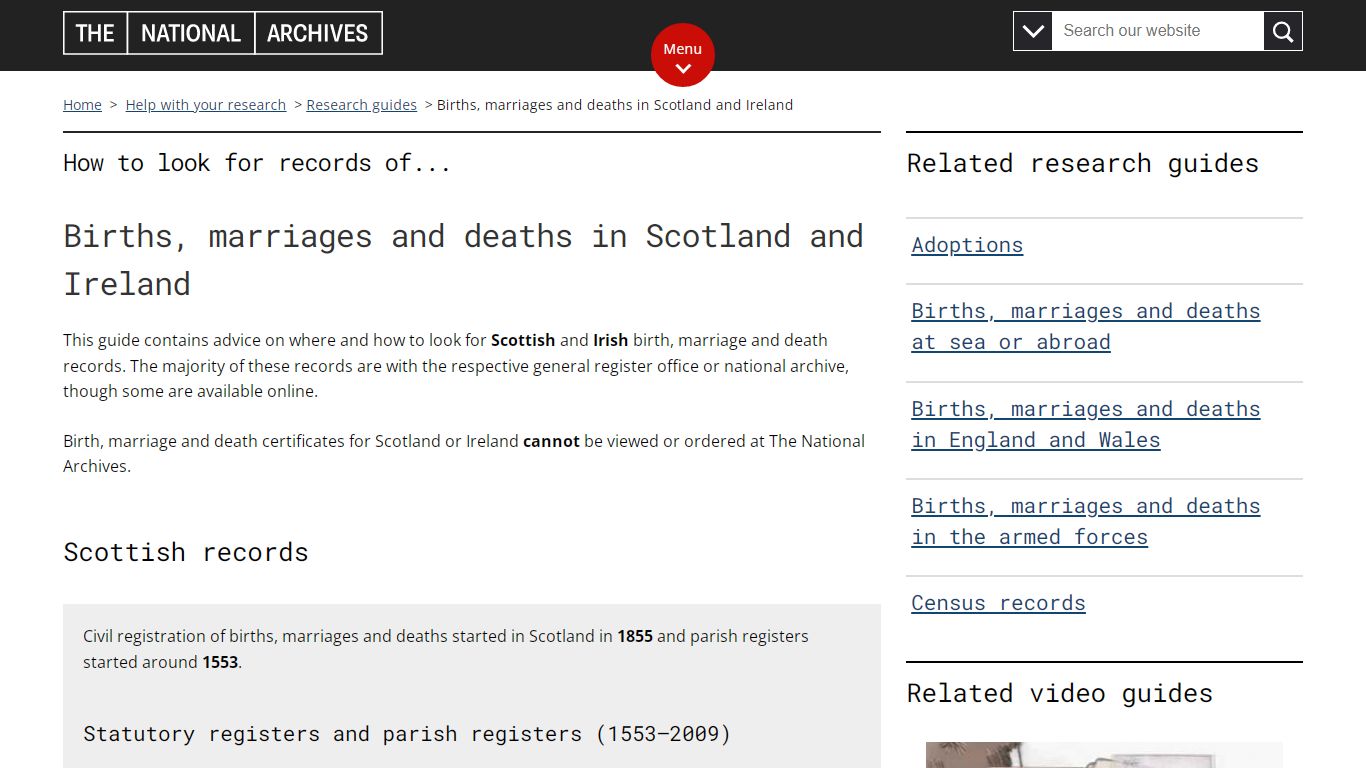 Births, marriages and deaths in Scotland and Ireland - The National ...