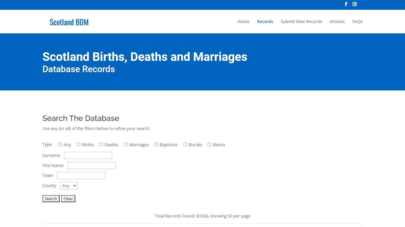 Records | Scotland Births, Deaths And Marriages